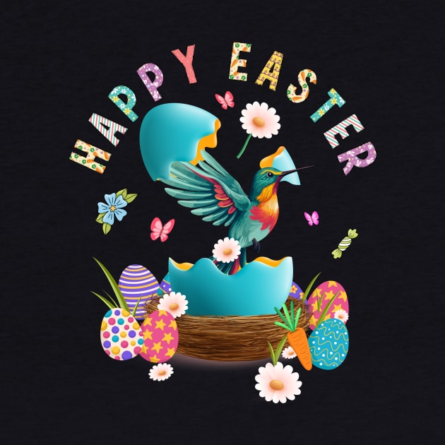 Hummingbird Happy Easter Egg Hunting Easter Day by inksplashcreations